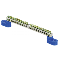  Шина "0" N (6x9мм) 20 отв. цинк 2 синих угловых изолятора EKF PROxima