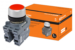  Кнопка с фиксацией MP2-20R в сборе d22мм 1з+1р красная TDM