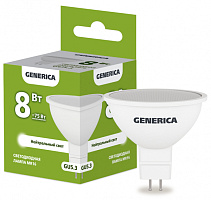  Лампа светодиодная MR16 софит 8Вт 230В 4000К GU5.3 GENERICA