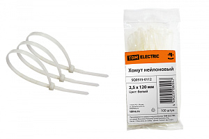  Хомут 2,5х120мм нейлон (белый) (100шт) TDM