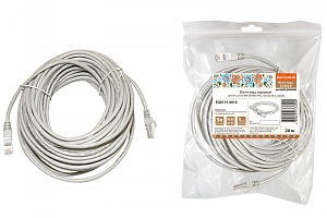  Патч-корд народный U/UTP Cat 5e 4PR 24AWG PVC, литой 20 м, серый