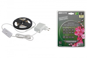  Комплект светодиодной ленты SMD2835-60 LED/м-12 В-4,8 Вт/м-IP65-3000 К (3 м), 18 Вт TDM