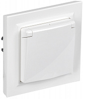  BRITE Розетка 1-местная с заземлением с защитными шторками и крышкой 16А IP44 в сборе РСбш10-3-44-БрБ белый