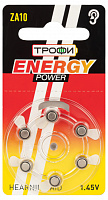  Батарейки Трофи ZA10-6BL ENERGY POWER Hearing Aid (60/300/45000)