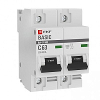  Автоматический выключатель 2P 63А (C) 10kA ВА 47-100 EKF Basic