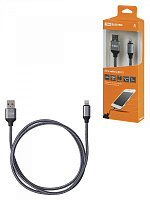  Дата-кабель, ДК 12, USB - Lightning, 1 м, тканевая оплетка, серый, TDM