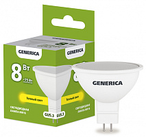  Лампа светодиодная MR16 софит 8Вт 230В 3000К GU5.3 GENERICA
