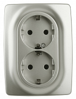  12-2106-15 ЭРА Розетка 2X2P+E Schuko, 16A-250В, IP20, Эра12, перламутр (10/100/1600)