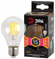  Лампочка светодиодная ЭРА F-LED A60-15W-827-E27 Е27 / Е27 15Вт филамент груша теплый белый свет