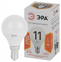  Лампочка светодиодная ЭРА STD LED P45-11W-827-E14 E14 / Е14 11Вт шар теплый белый свет