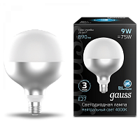  Лампа Gauss Filament G125 9W 890lm 4100К Е27 mirror-milky LED 1/10