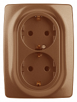  12-2106-14 ЭРА Розетка 2X2P+E Schuko, 16A-250В, IP20, Эра12, медь (10/100/1600)