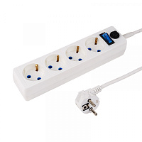  Сетевой фильтр STANDARD 4 гнезда, 3м, 3х0,75мм², с/з + автовыкл., белый PROconnect
