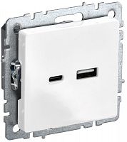  BRITE Розетка USB A+C 18Вт РЮ11-1-БрБ белый IEK