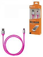  Дата-кабель, ДК 20, USB - USB Type-C, 1 м, силиконовая оплетка, розовый, TDM