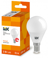  Лампа светодиодная G45 шар 3Вт 230В 3000К E14 IEK