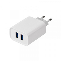  Сетевое зарядное устройство 2 x USB, 5V, 2,4 A, белое REXANT