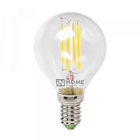  Лампа светодиодная LED-ШАР-deco 7Вт 230В Е27 3000К 810Лм прозрачная IN HOME