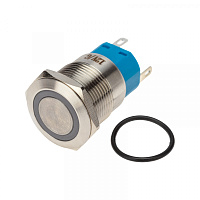  Кнопка антивандальная Ø19 12В(LED) Фикс (5с) OFF-ON/ON-OFF подсв/зеленая REXANT