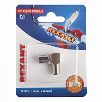  Переходник антенный, (гнездо F - гнездо TV), угловой, 1 шт. REXANT