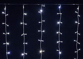  LIGHTING Гирлянда занавес 1,5х1,5м 160 светодиодов белый свет IP20 прозрачный шнур 3м 230В транзит IEK