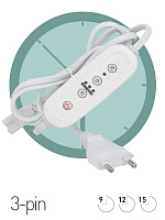  Таймер для светильника ЭРА FITO-LINETIME 3 pin (9/12/15 H) с проводом 1,5 м
