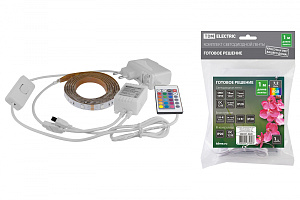  Комплект светодиодной ленты SMD5050-30 LED/м-12 В-7,2 Вт/м-IP20-RGB (1 м), 12 Вт, IR-контроллер TDM