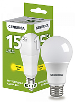  Лампа светодиодная A60 груша 15Вт 230В 3000К E27 GENERICA