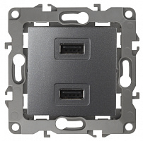  12-4110-12 ЭРА Устройство зарядное USB, 230В/5В-2100мА, IP20, Эра12, графит (6/60/1920)