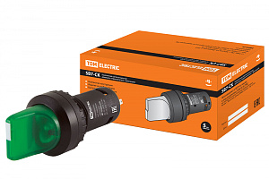  Перекл. 2 полож. SB7-CK2365 с фиксацией, 1НО+1НЗ, d22 мм, 24 В LED, зеленый, IP40 TDM