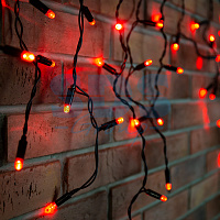  Гирлянда светодиодная Бахрома (Айсикл) 2,4х0,6м 88 LED КРАСНЫЙ черный ПВХ IP65 постоянное свечение 230В блок в комплекте NEON-NIGHT