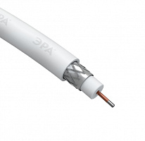 ЭРА Кабель коаксиальный RG-6U, 75 Ом, CCS/(оплётка Al 48%), PVC, цвет белый, бухта 20 м, SIMPLE (20/360)
