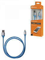  Дата-кабель, ДК 18, USB - Lightning, 1 м, силиконовая оплетка, голубой, TDM