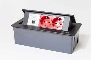  Люк на 3 поста (45х45), металл, черный с пластиковой коробкой, IP40