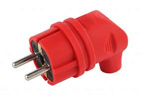  Вилка ЭРА V9-RED-IP44 каучуковая с заземлением 90 градусов 16A IP44 красная