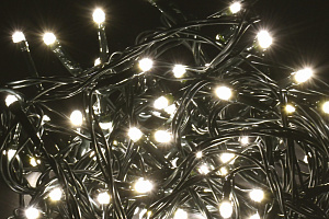  LIGHTING Гирлянда нить 5м 50 светодиодов теплый белый свет IP20 зеленый шнур 1,5м 230В контроллер 8 сцен IEK