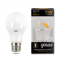  Лампа Gauss A60 11W 960lm 3000К E27 диммируемая LED 1/10/50