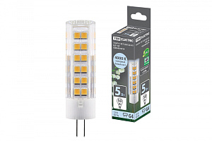  Лампа светодиодная G4-5 Вт-AC/DC 12 В-4000 К, SMD, 16x57 мм TDM
