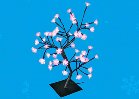  ULD-T3545-048/SBA PINK IP20 SAKURA  Дерево светодиодное "Сакура", 45 см. 48 светодиодов. Розовый свет. Провод черный. TM Uniel.