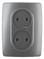  12-2107-12 ЭРА Розетка 2X2P, 16A-250В, IP20, Эра12, графит (10/100/1600)