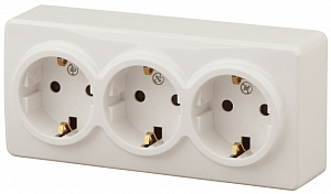  11-2209-02 ЭРА Розетка 3х2P+E Schuko со шторками, 16A-250В, IP20, ОУ, Эра Эксперт, сл.кость (6/60/12