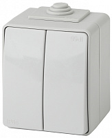  11-1606-03 ЭРА Переключатель двойной IP65, 10АХ-250В, ОУ, Эра Эксперт, серый (10/100/1600)