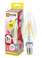  Лампа светодиодная LED-СВЕЧА-deco 7Вт 230В Е14 3000К 810Лм прозрачная IN HOME