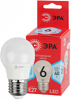  Лампочка светодиодная ЭРА RED LINE ECO LED P45-6W-840-E27 E27 / Е27 6Вт шар нейтральный белый свет