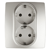  12-2104-15 ЭРА Розетка 2X2P+E Schuko со шторками, 16A-250В, IP20, Эра12, перламутр (6/60/1500)