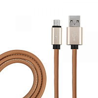  Кабель USB-A – micro USB, 0,5А, 1м, эко-кожа, коричневый REXANT