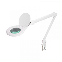  Лупа на струбцине круглая 5D с подсветкой 72 SMD, сенсорный регулятор яркости, ø152мм, белая REXANT