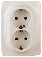  12-2106-02 ЭРА Розетка 2X2P+E Schuko, 16A-250В, IP20, Эра12, слоновая кость (10/100/1600)