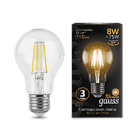  Лампа Gauss Filament А60 8W 740lm 2700К Е27 LED 1/10/40