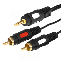  Шнур Стерео 3,5мм - 2 RCA, 5м, Gold REXANT